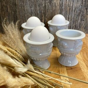 SKYE McGHIE | Lamb | Egg Cups | Four |Easter | Farmhouse​​​ | White | Ceramic